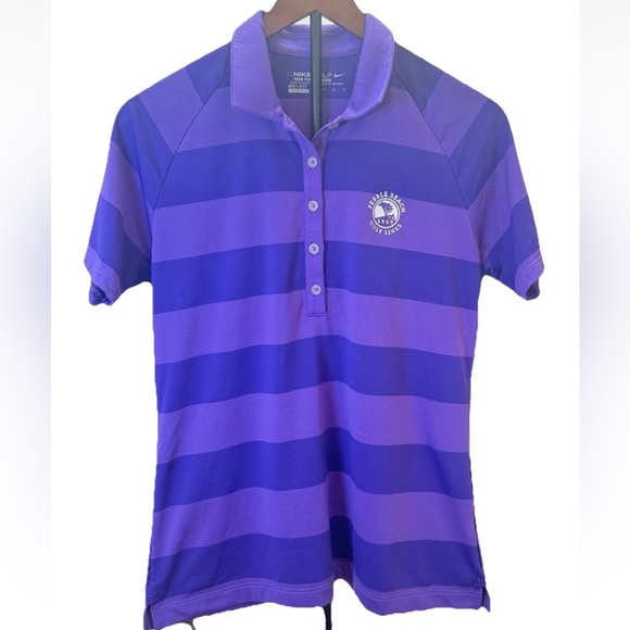 Nike Golf Dri-FIT Pebble Beach Golf Links Men's M Striped Polo Shirt Purple - Picture 1 of 6